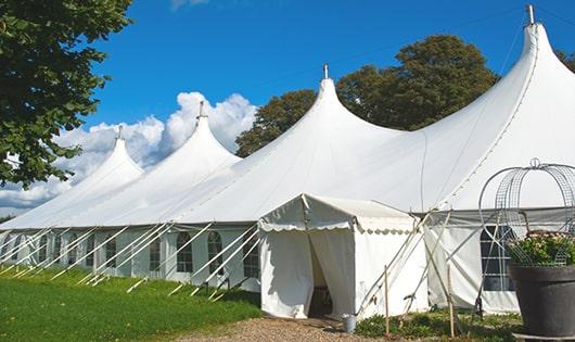 high-quality portable toilets stationed at a wedding, meeting the needs of guests throughout the outdoor reception in Collegedale TN